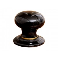 Ceramic Door Knob -  Black - With Brass Collar - Mortice & Rim