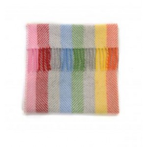 Pure New Wool Pram Blanket with Blanket Stitch Edge - Rainbow Stripe 
