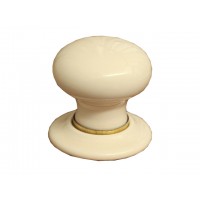 Ceramic Door Knob - Cream - With/Without Traditional Brass Collar - Mortice & Rim