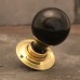 Cromwell Door Knob - Ebonised Wood - Brass Collar & Rose - Mortice & Rim