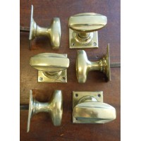 Reclaimed Brass 1920's Oval Mortice Knobs - 2 Pairs