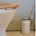 Enamel Toilet Brush holder & Brush - White - Natural stiff fibre brush.