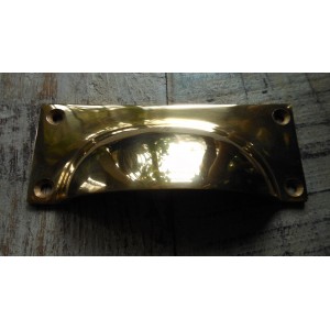 Drawer Pull - Cast Brass - Square Backplate - 100 mm