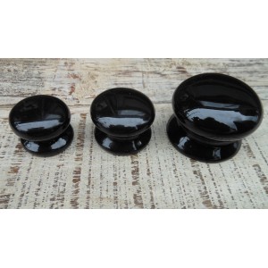 Plain Ceramic Cupboard Knobs - Black - 50mm Large