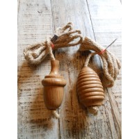 Solid Oak Light Pull with Jute Cord - Acorn or Beehive