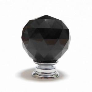 Faceted Cut Glass Cupboard knob – Black