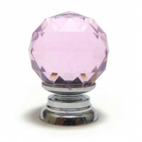 Faceted Cut Glass Cupboard knob – Pink