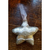 Hand Made Beaded Decoration - Silver Pearl - Star