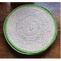 Braided Place Mats - Natural & Lime - Set/6