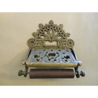 Ornate Toilet Roll Holder - Antique Brass