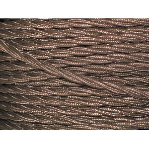 Brown Electrical Cable - 3 Core - Fabric Covered Braided Cable -Per Metre